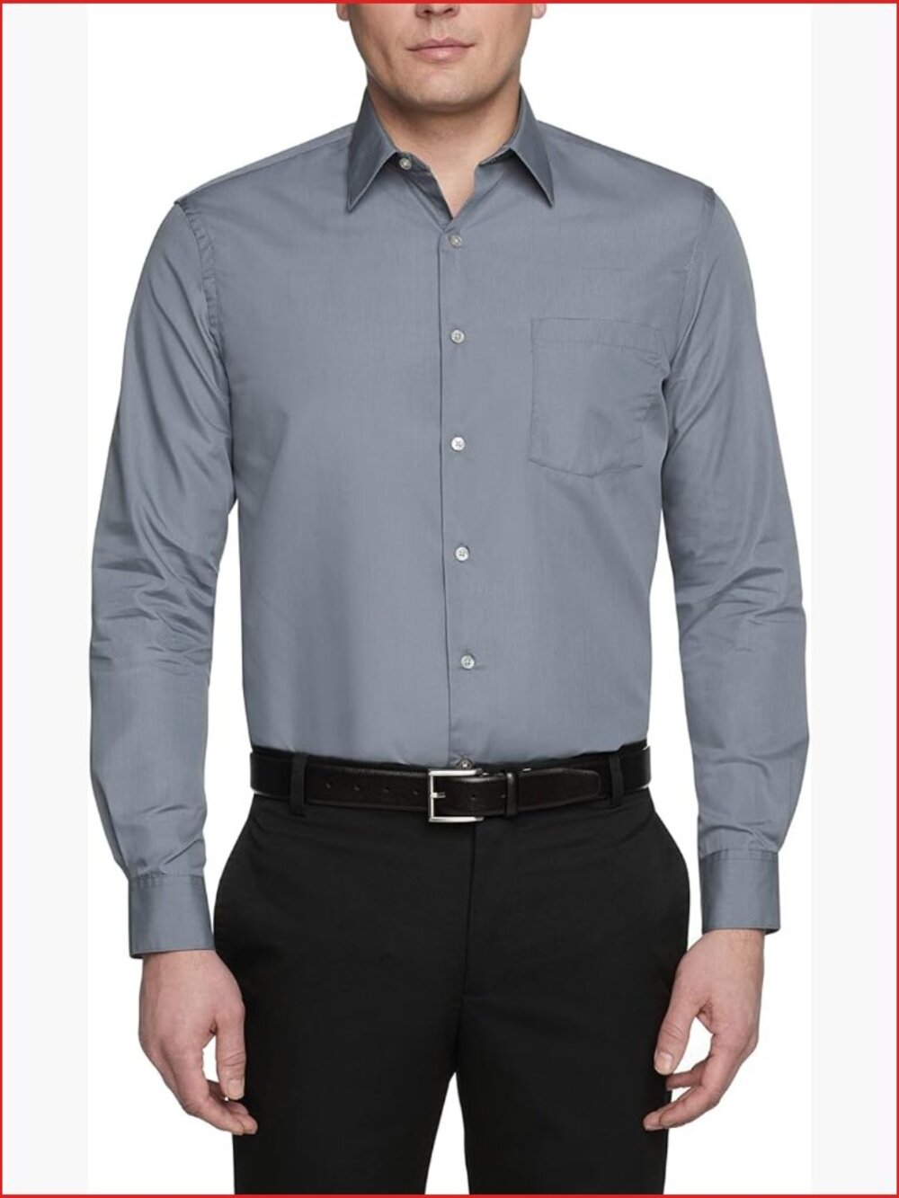 Regular Fit Poplin Long Sleeve Dress Shirt Wrinkle Free Button Cuff